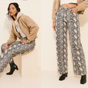 Lioness Top Model Snakeskin Jeans XL Brown Snake Print Urban Outfitters